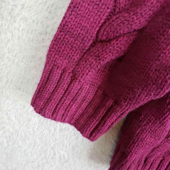Lands End Sweater Women’s Plus Size 1X Magenta Purple Pullover Cable Knit Cotton - Picture 4 of 9
